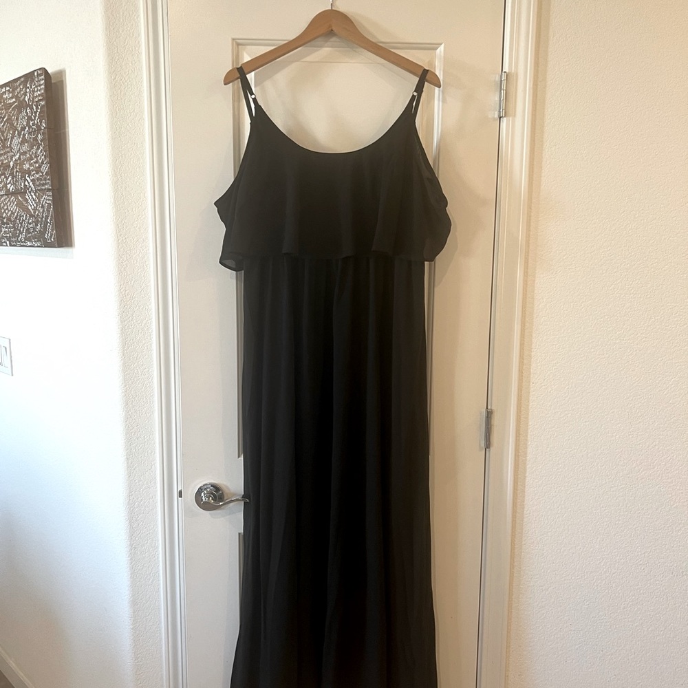 Black Chiffon Show Me Your Mumu Caitlin Ruffle Maxi Dress